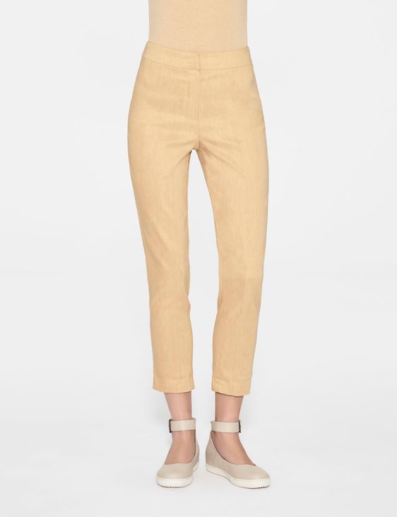 Yellow linen cropped linen pants by Sarah Pacini