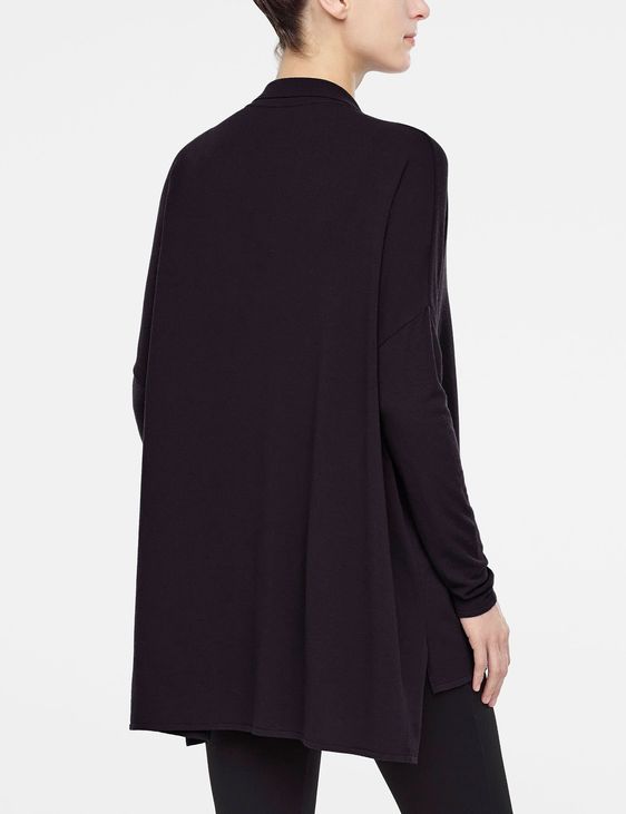 Black viscose long cardigan by Sarah Pacini