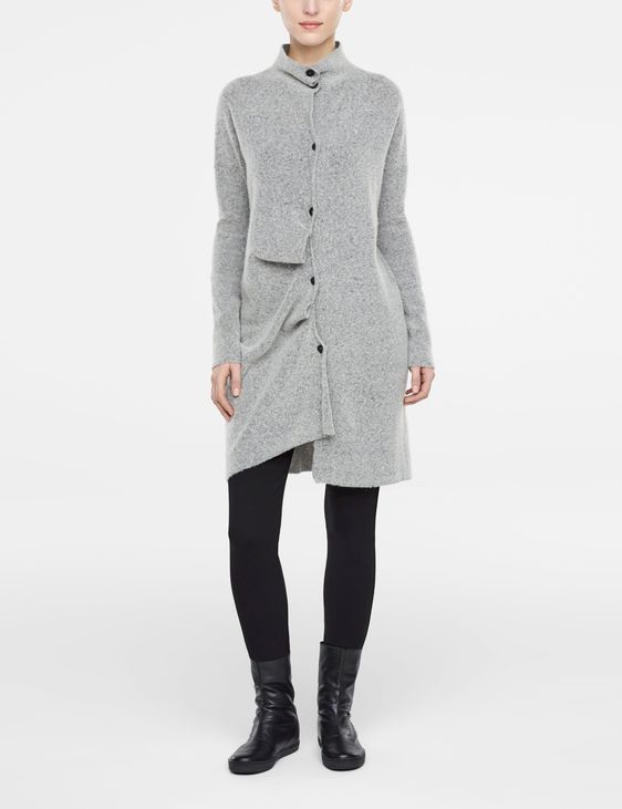 Grey asymmetric style long cardigan by Sarah Pacini