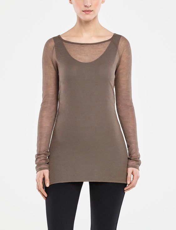 Taupe translucent sweater by Sarah Pacini