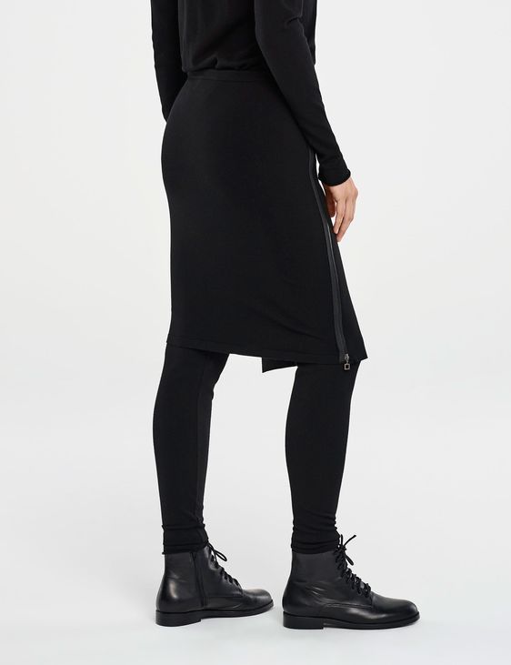 Sleutel kop Gewend aan Zwarte rok op knielengte - paneel met rits - Sarah Pacini
