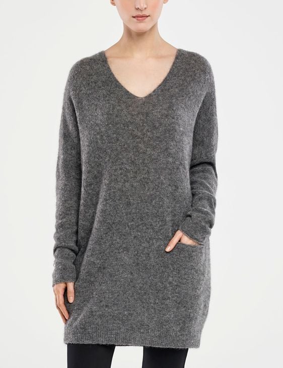 Long Mohair Sweater - V-Neck Long Mohair Sweater - V-Neck