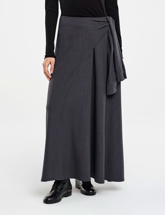 Grey polyester gypsy skirt by Sarah Pacini