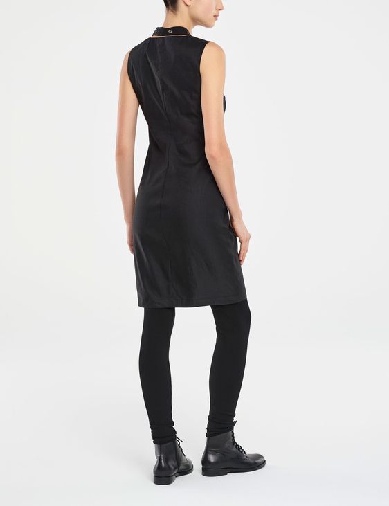 chinese dress ladies Black Linen Dress