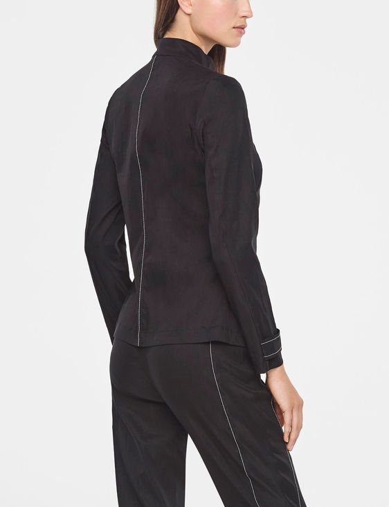 Black linen linen jacket with zipper by Sarah Pacini