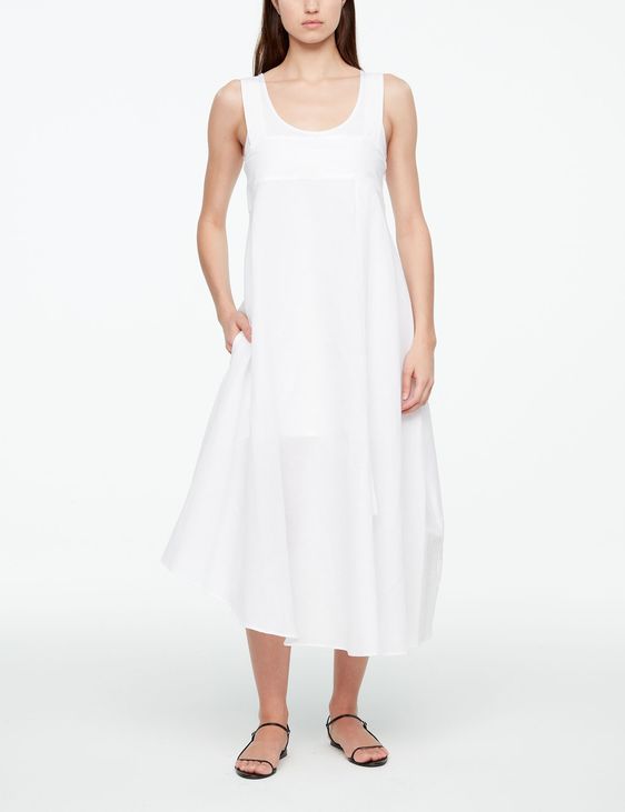 Politiek waterbestendig platform Witte linnen-katoenen jurk - Sarah Pacini