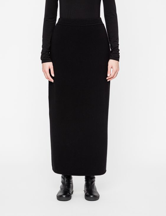 Ribbed tight black maxi pencil skirt - Black - Monki