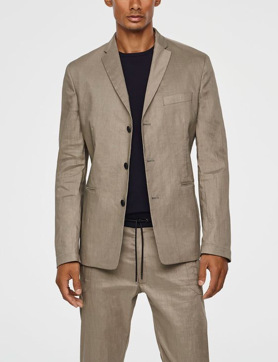 Khaki linen stretch-linen jacket by 