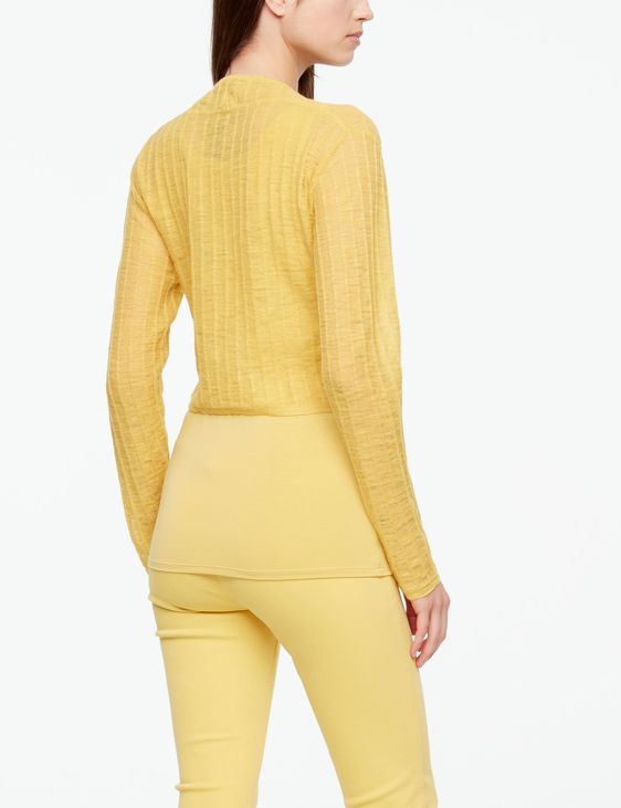 Yellow linen cache-coeur - striped by Sarah Pacini