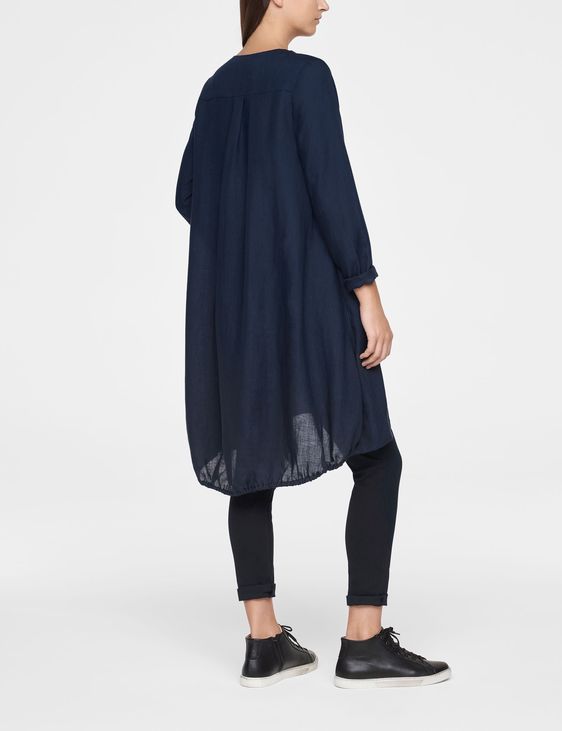 Blue linen linen dress kneelength by Sarah Pacini
