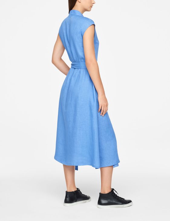 knee length dresses for ladies Azure Linen Wrap Dress L main image 1