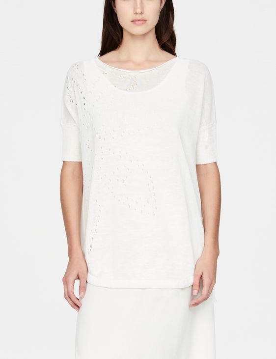 white linen sweater