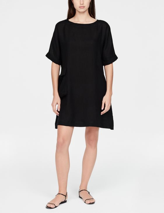 Black linen linen dress - a-line by Sarah Pacini