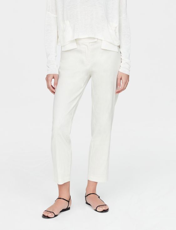 White stretch linen pants - yumiko by Sarah Pacini