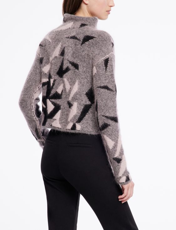 Pink viscose short sweater - jacquard by Sarah Pacini