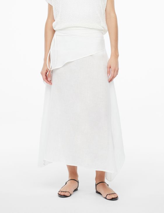 Gebroken witte linnen wikkelrok Sarah Pacini