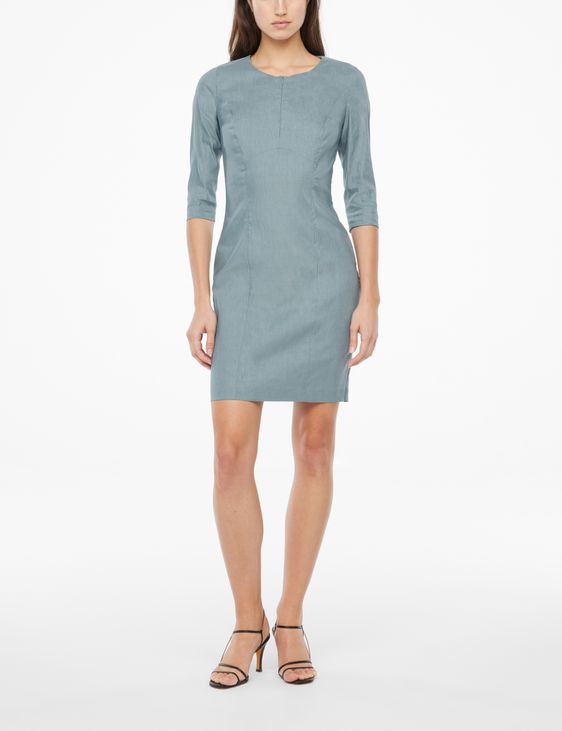 knee length dresses for ladies Cassie Stretch Linen Dress