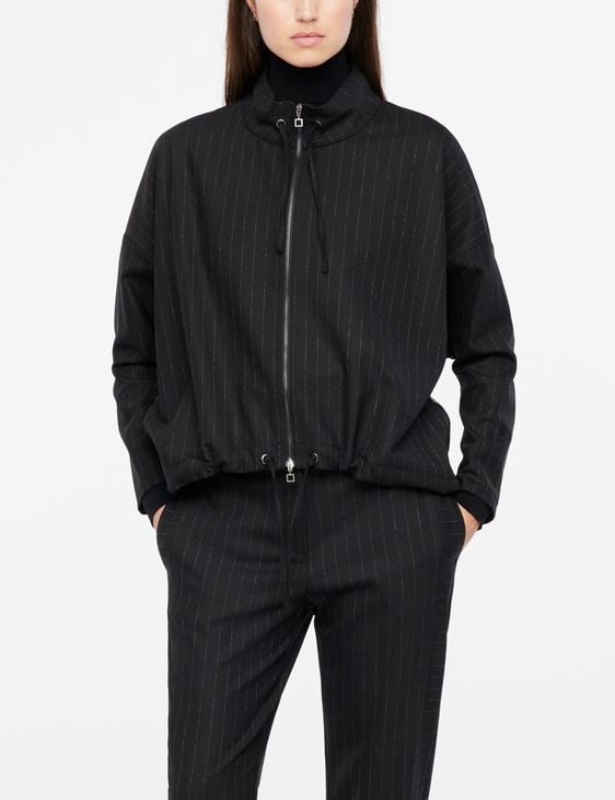 Black gabardine jacket - pinstripes by Sarah Pacini