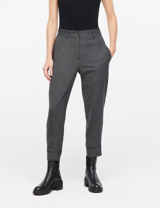 Grey gabardine pants - pinstripes by Sarah Pacini
