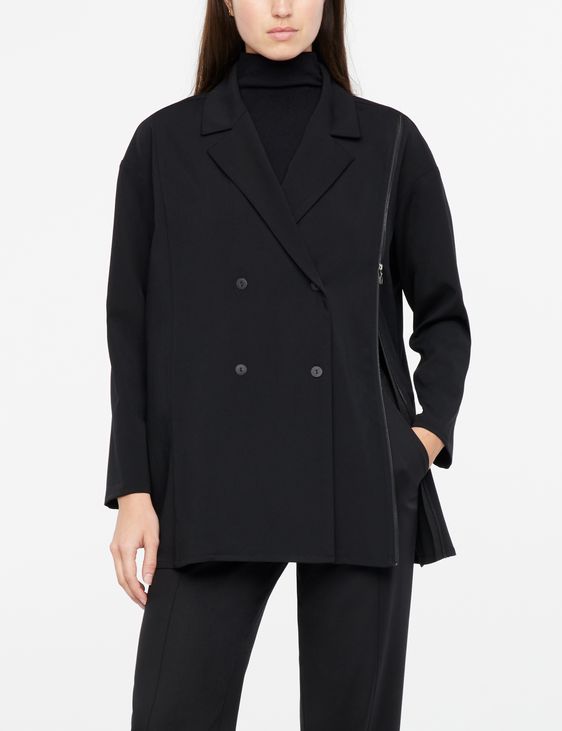Black gabardine jacket - asymmetric by Sarah Pacini 