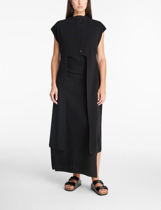 Black long cardigan sleeveless by Sarah Pacini