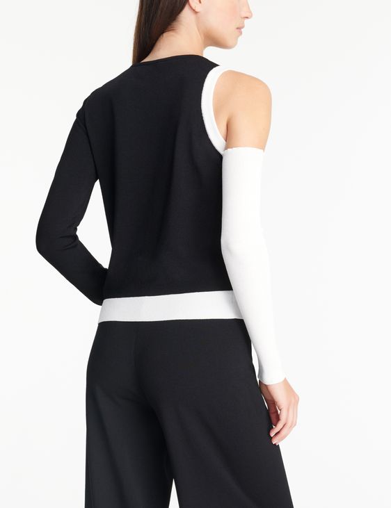 Black viscose sweater detached sleeve by Sarah Pacini