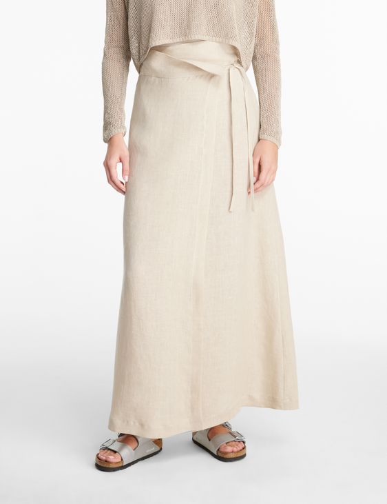 Sand linen linen wrap skirt by Sarah Pacini