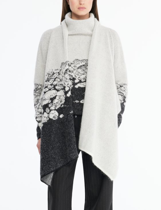 White cardigan - glacier jacquard by Sarah Pacini