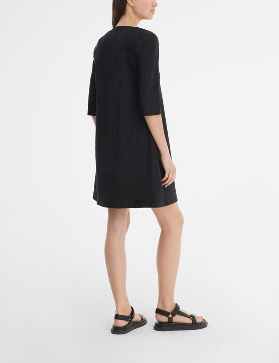 Black stretch-linen dress - flared by Sarah Pacini