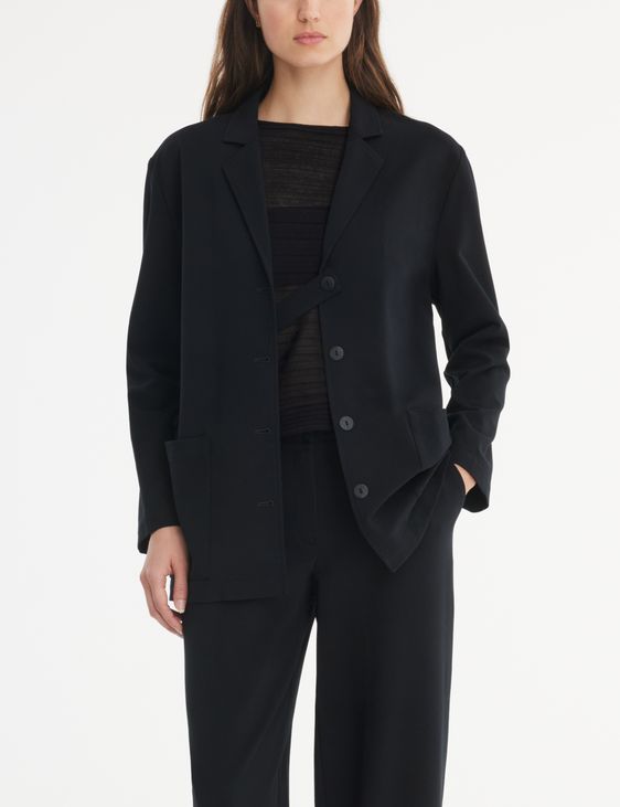 Black modal cotton jersey jacket by Sarah Pacini 