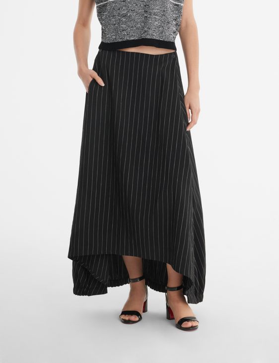 Black pinstripe skirt - maxi-length by Sarah Pacini