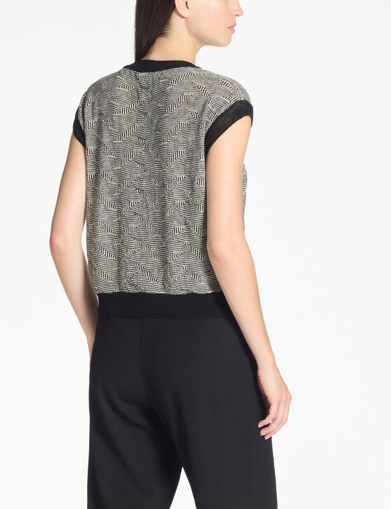 Linen linen jacquard sweater – cropped by Sarah Pacini