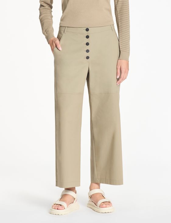 Taupe cotton capri pants – urban safari by Sarah Pacini