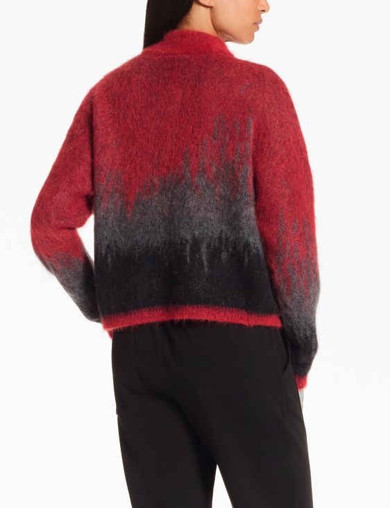 Red zipped cardigan – brushed mohair by Sarah Pacini