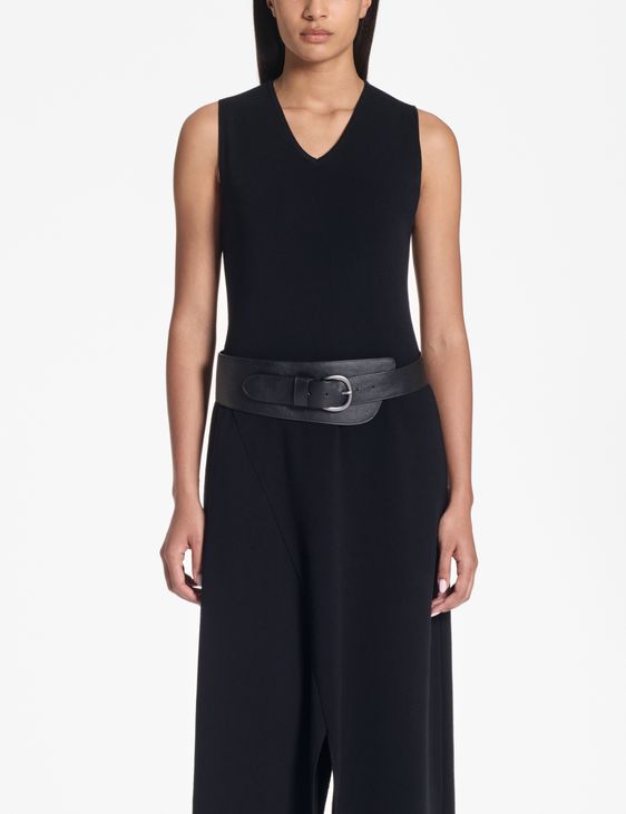 Sarah Pacini Black Leather Belt Black leather belt – straight edge by Sarah Pacini main image 2
