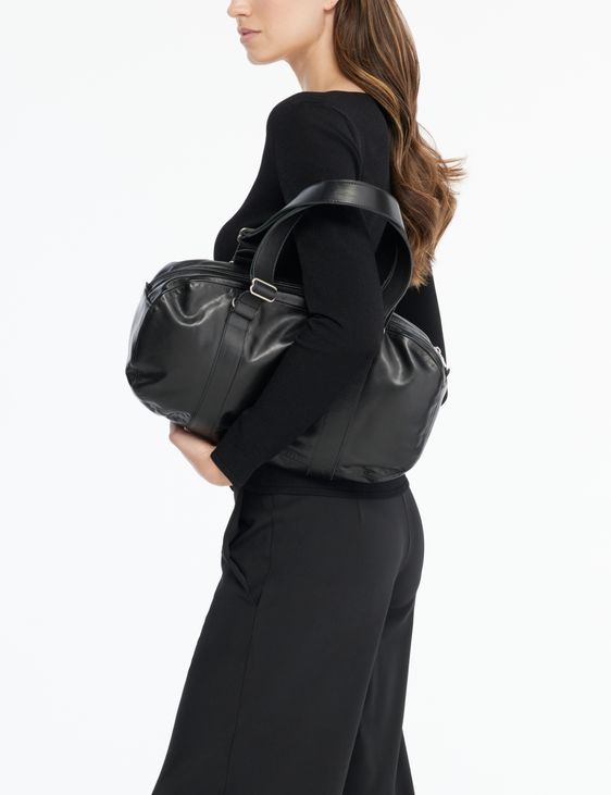 Small Duffle Bag Leather By Sarah Pacini, Duffle Bag Leather Black
