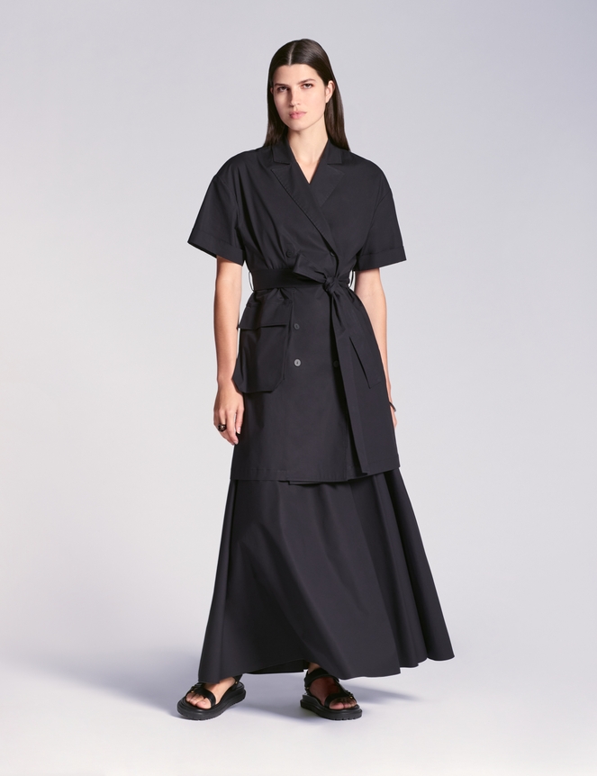 Jupe Avant Plate Sarah Pacini Noire - Taille 2 (M) - Polyester Satiné Avec Poches - Occasion Très Bon état