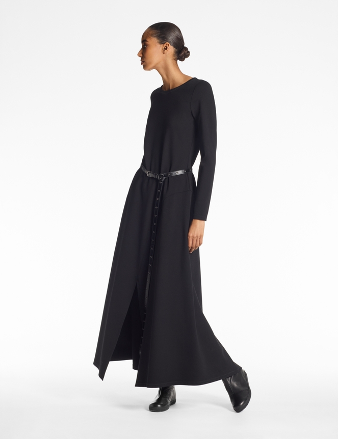 Robe Longue Noire Sarah Pacini Sans Manches - Taille 3 (42), Occasion Très Bon état, Fabriquée En Italie