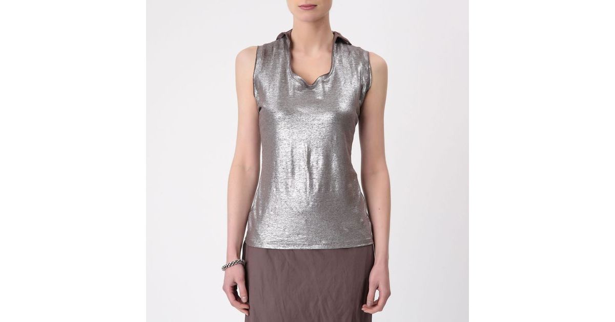 Sarah Pacini long sleeve t-shirt with silver trim - Annaleen's Boutique
