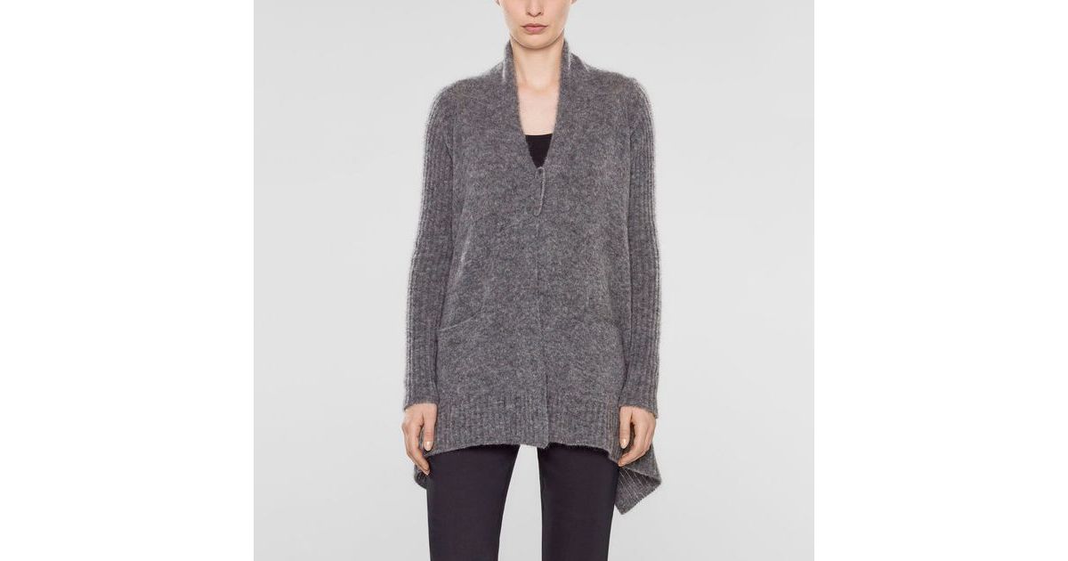 Sarah Pacini women's wool belted open cardigan sweater one size gray