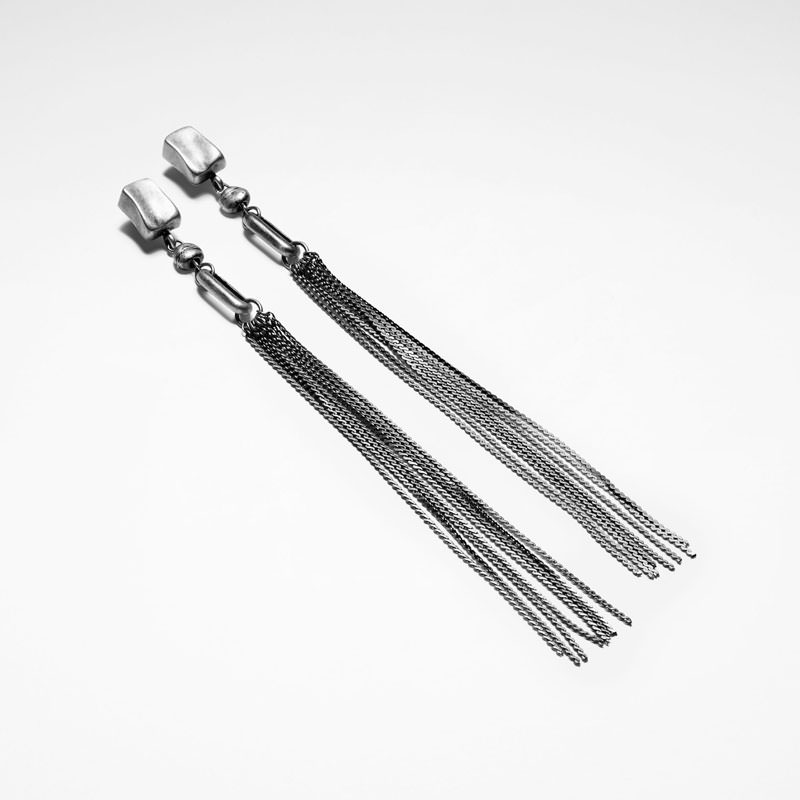 Sarah Pacini SILVER TASSEL EARRINGS Front
