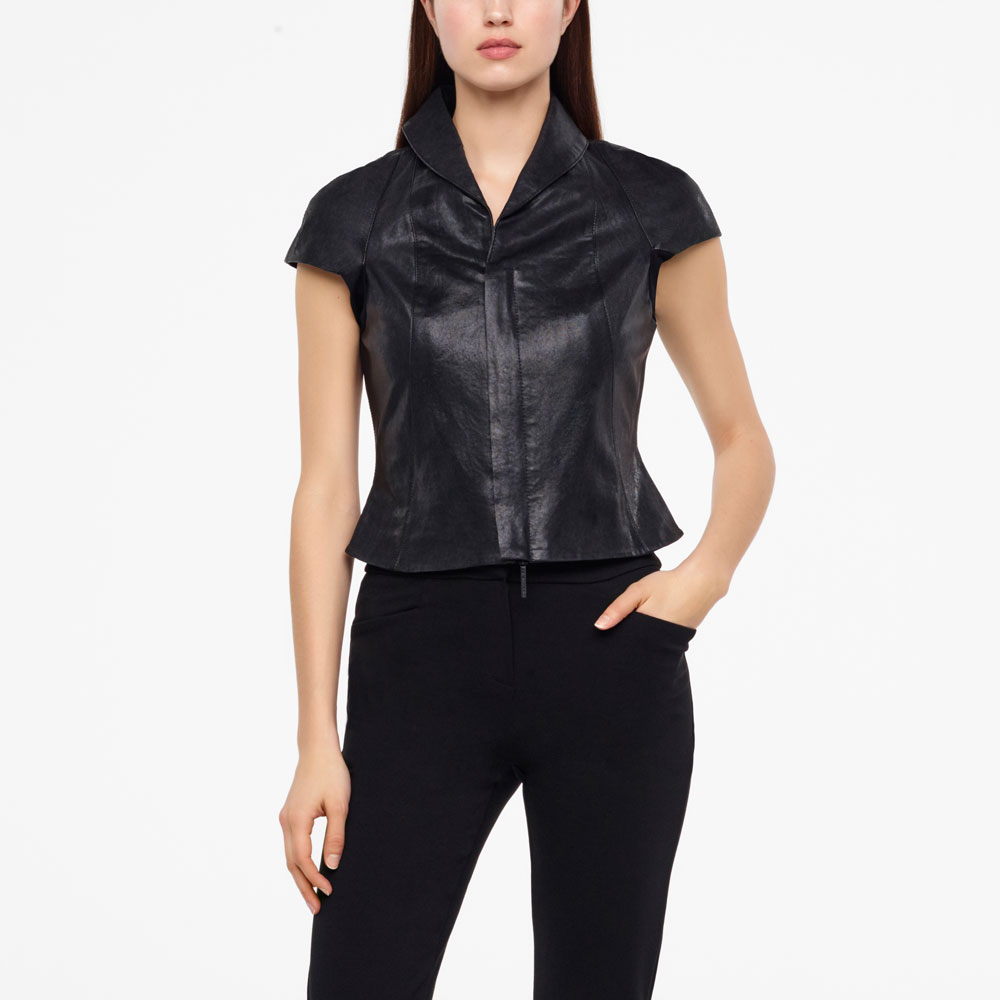 Sarah Pacini VESTE COURTE EN CUIR De face