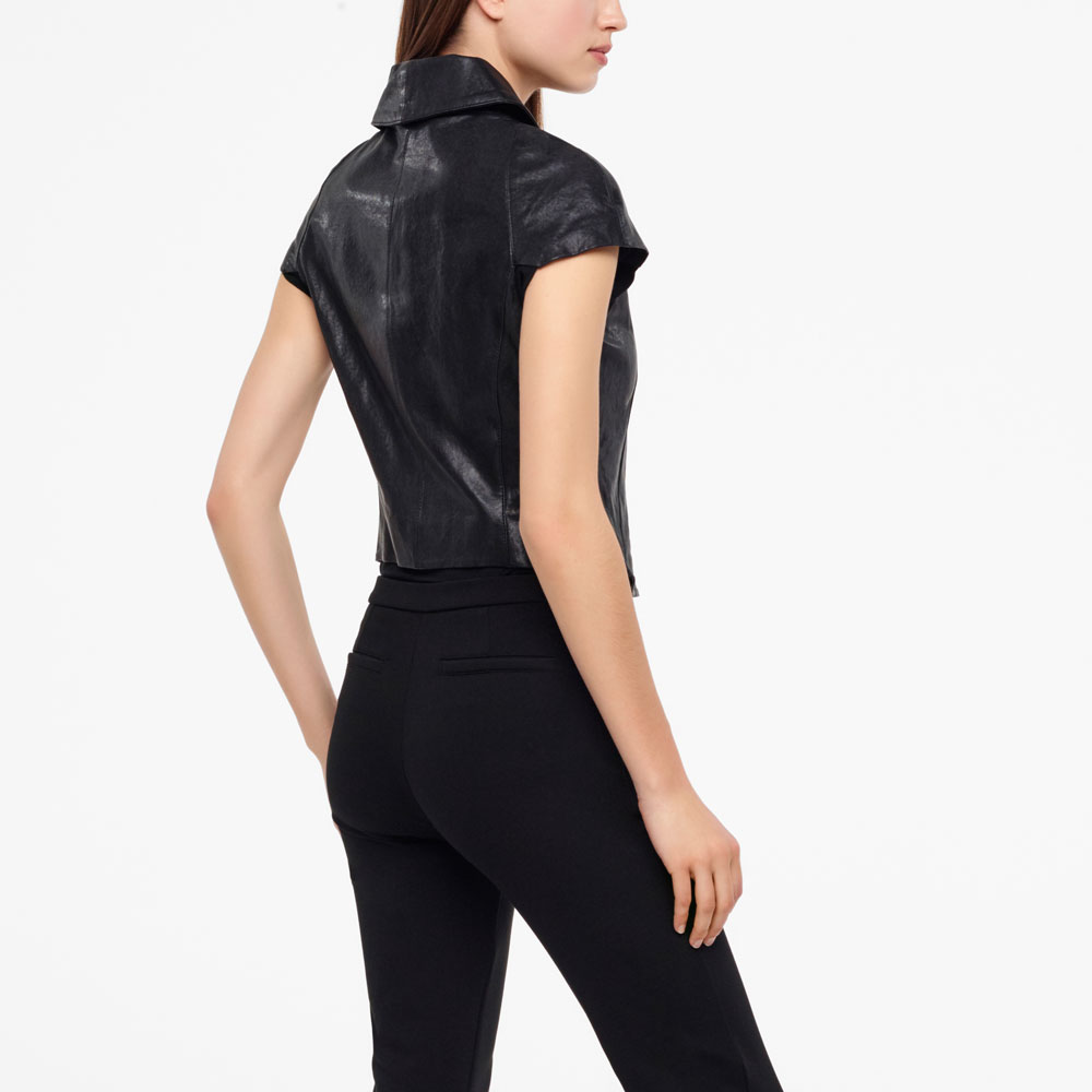 Sarah Pacini VESTE COURTE EN CUIR Derrière