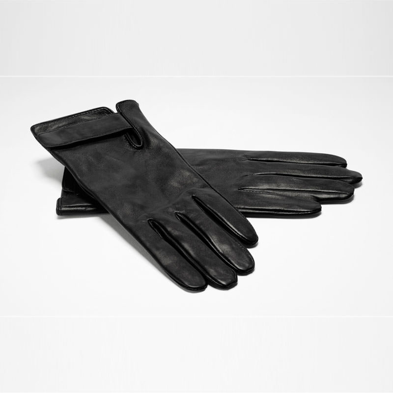 short black leather gloves