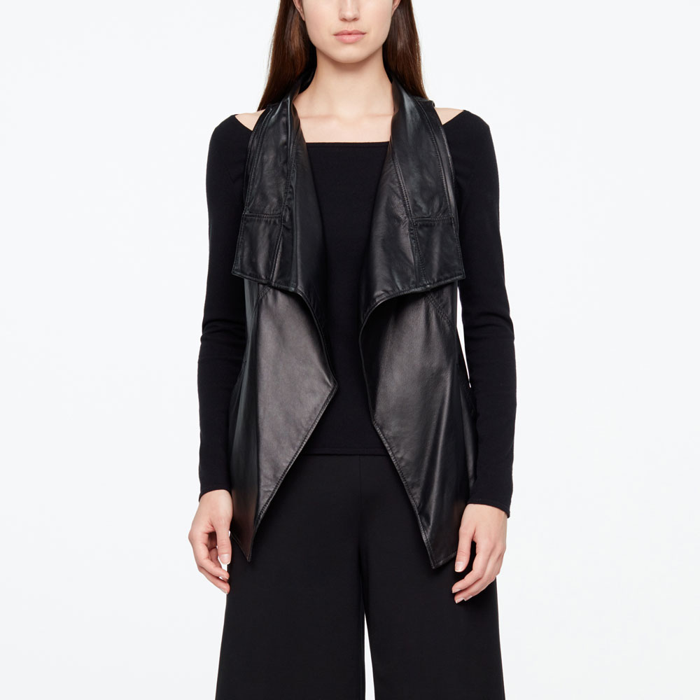 Sarah Pacini VESTE EN CUIR - SANS MANCHES De face