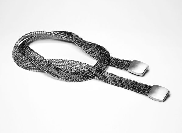 Sarah Pacini Silver belt - chain mail design - front