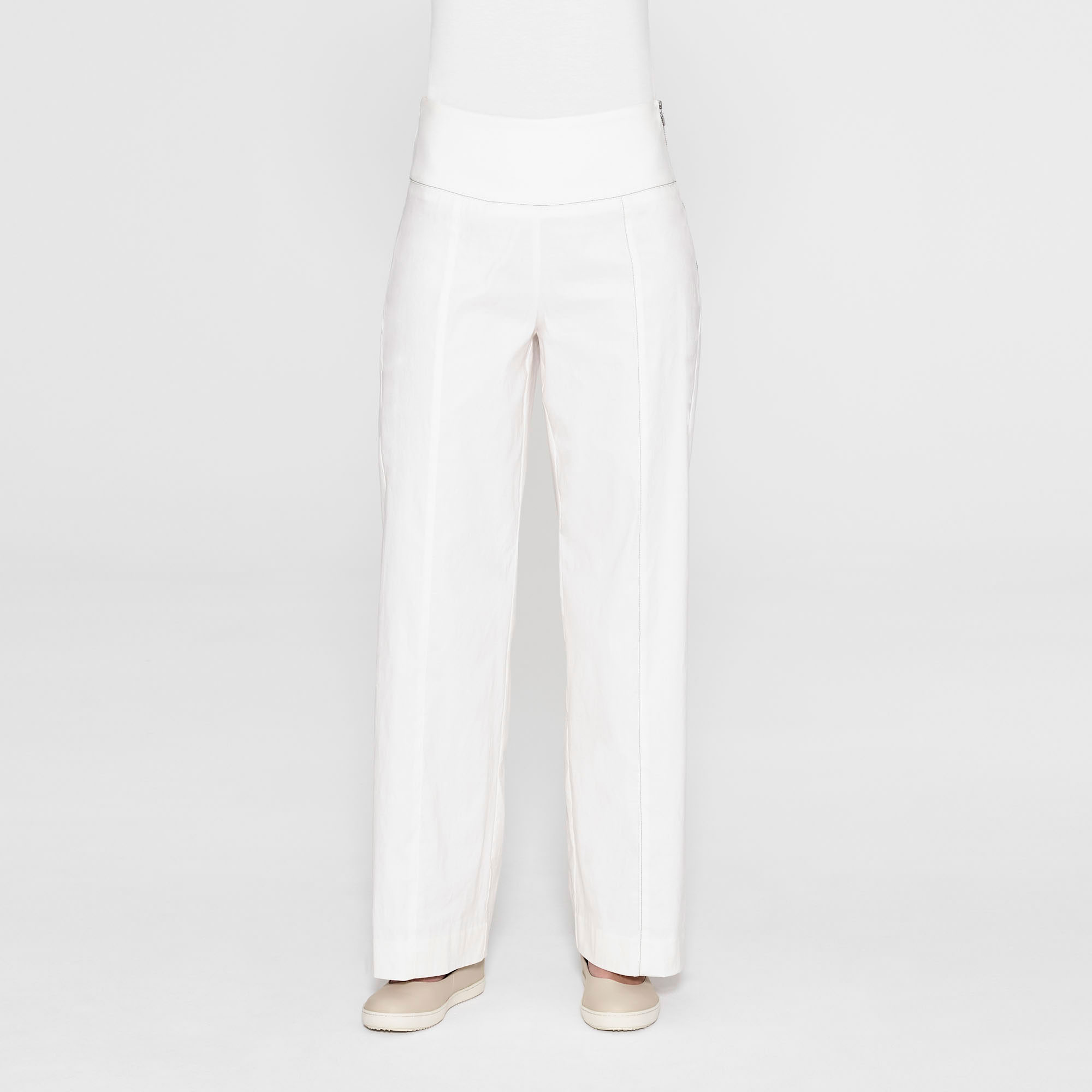 white cotton flare pants