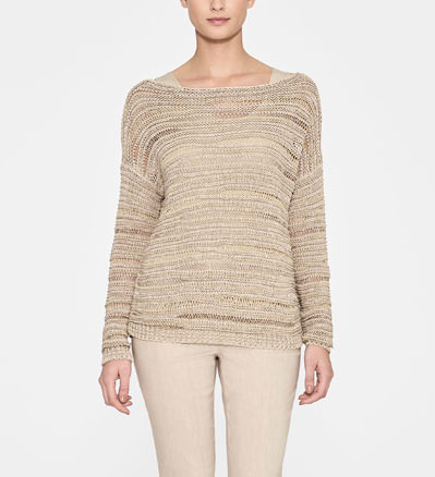 Beige linen cap sleeve light sweater by Sarah Pacini