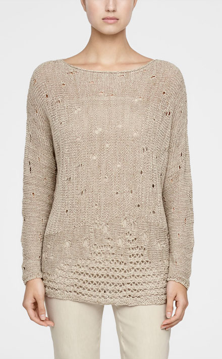 Sarah Pacini Pull long en lin, détails crochet De face