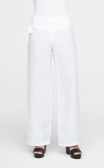 Nieuw White linen wide-leg linen pants by Sarah Pacini OQ-06
